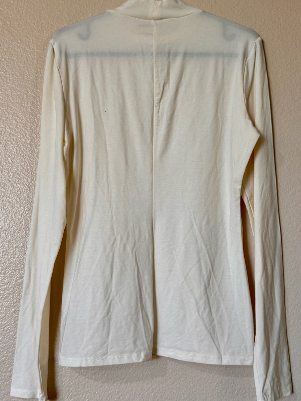 Reformation Sara Mock Neck Long Sleeve Top Ivory Cream Knit Stretch Large L - Picture 3 of 6